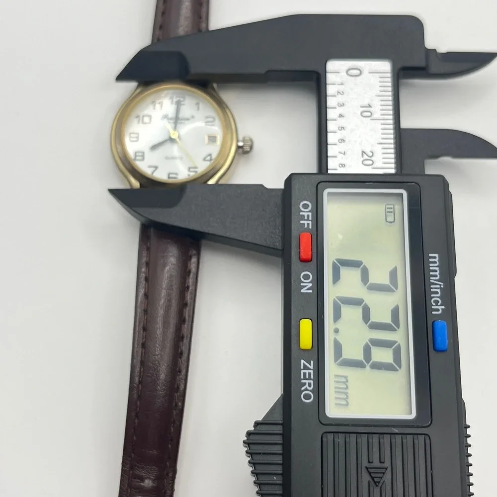 Precision by Gruen GP572L Womens Quartz Watch Gold Tone Brown Strap Date Window
